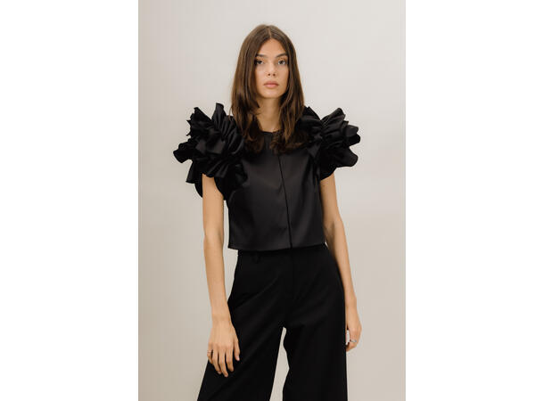 Aphrodite Jacket Black S Satin ruffle jacket 