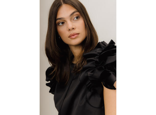 Aphrodite Jacket Black S Satin ruffle jacket 