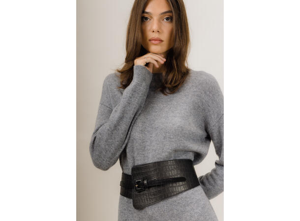 Clemmie Dress Grey S Merino crew neck dress 