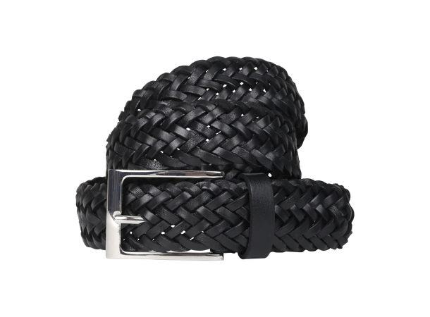 Napoli Leather Belt Black M 3,5cm braided leather belt 