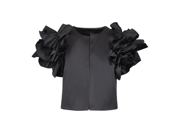 Aphrodite Jacket Black XL Satin ruffle jacket 