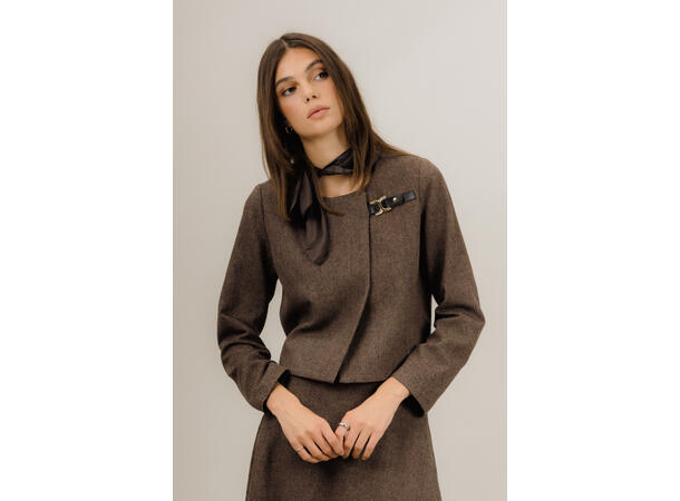 Annabelle Jacket Dark Brown S Twill wool cropped  jacket 