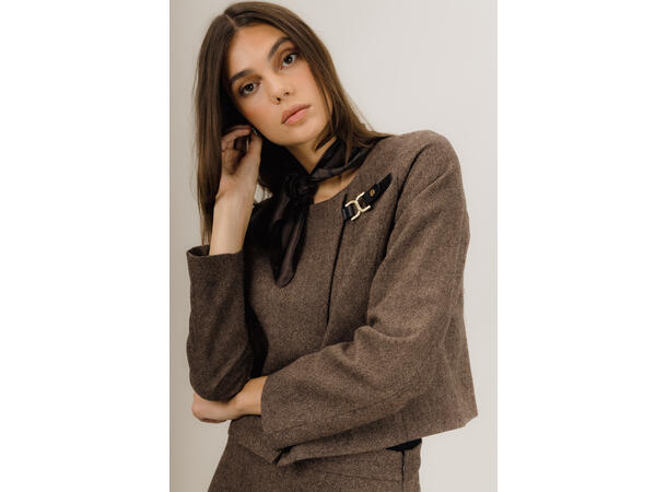 Annabelle Jacket Dark Brown S Twill wool cropped  jacket 