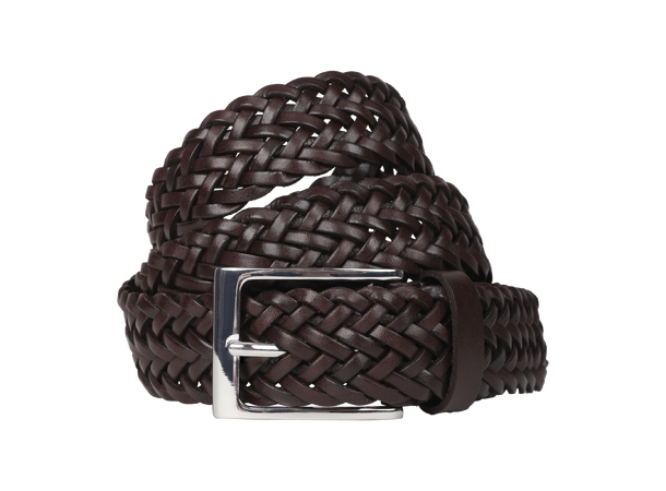 Napoli Leather Belt Dark Brown M 3,5cm braided leather belt 