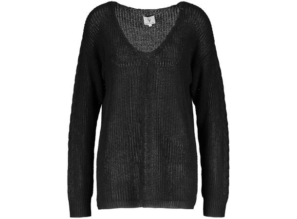 Jemison Sweater Black XL Linen mix cable knit sweater 
